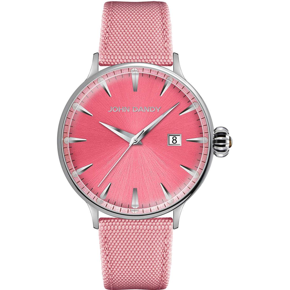 JOHN DANDY JD-2609L-16 Donna 36mm Acciaio Tessuto Silver Rosa Quarzo Solo Tempo 30m - 3ATM - 3bar